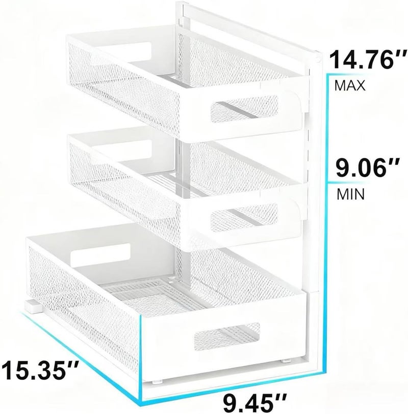 UINOFLE Under Sink Organizer, Adjustable Height 2 Tier Under Sink Organizers and Storage Multi-Purpose Under Sink Storage for Bathroom Kitchen - Image 5